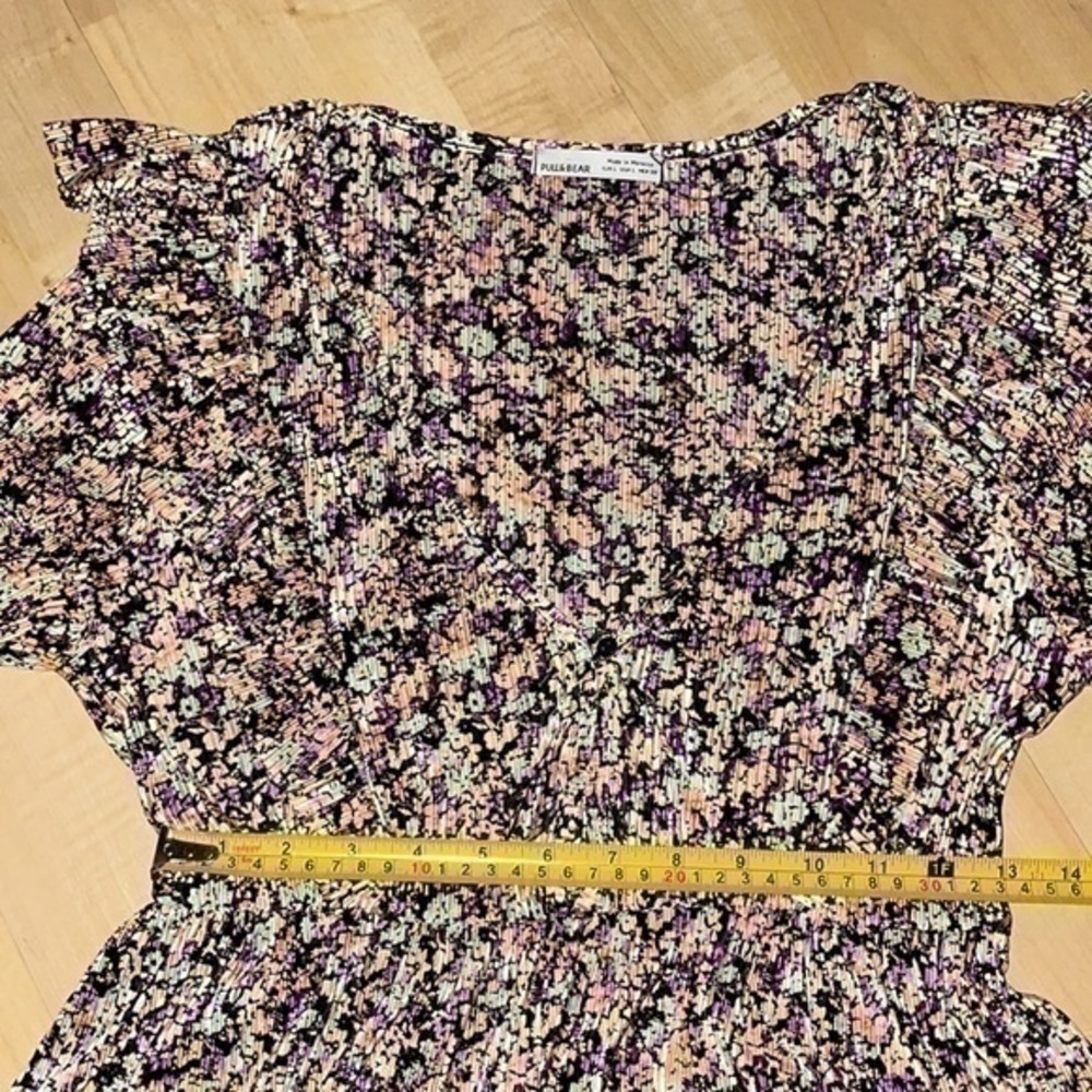 Pull & Bear ASOS plisse mini smock dress in pink floral print L gently preloved - Picture 9 of 14